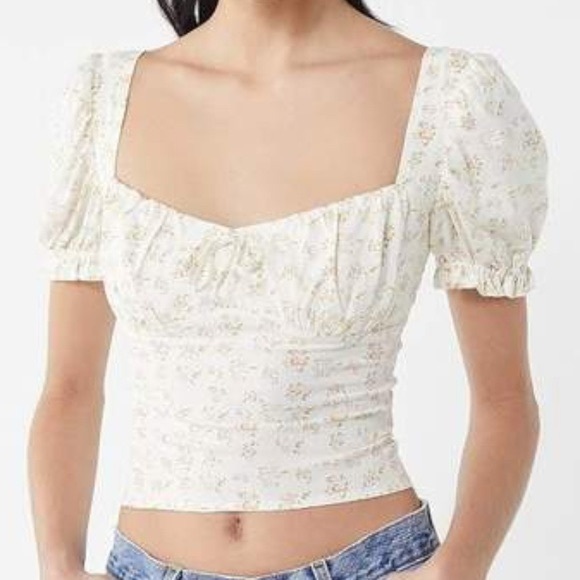 UO Casia Floral Puff Sleeve Top - Picture 2 of 6